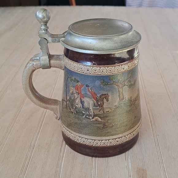 Marzi & Remy German Beer Stein Vintage w/Fox Hunting Scene Stonewear Collectible - Picture 2 of 11